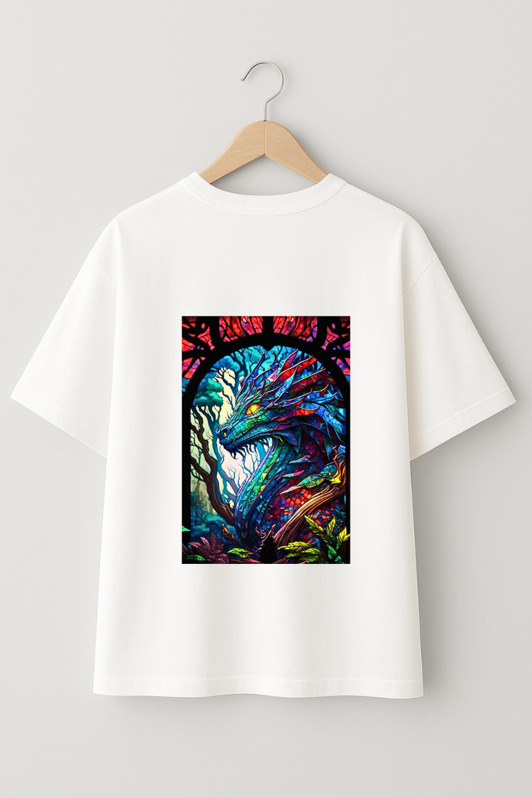 Raw Cult Dragon Stained Glass Art T-Shirt – Premium Unisex Graphic Tee