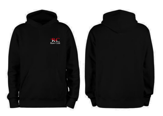 Raw Cult Men's Black Hoodie with Logo Print - Classic and Comfortable