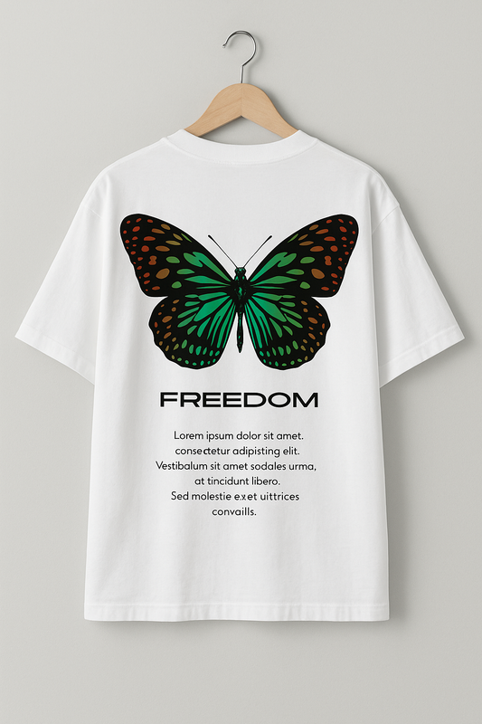 Raw Cult "Freedom Butterfly" Graphic White Unisex T-Shirt