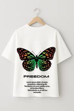 Raw Cult Heart & Butterfly Freedom Graphic T-Shirt – Unisex, White, Artistic Nature-Inspired Design