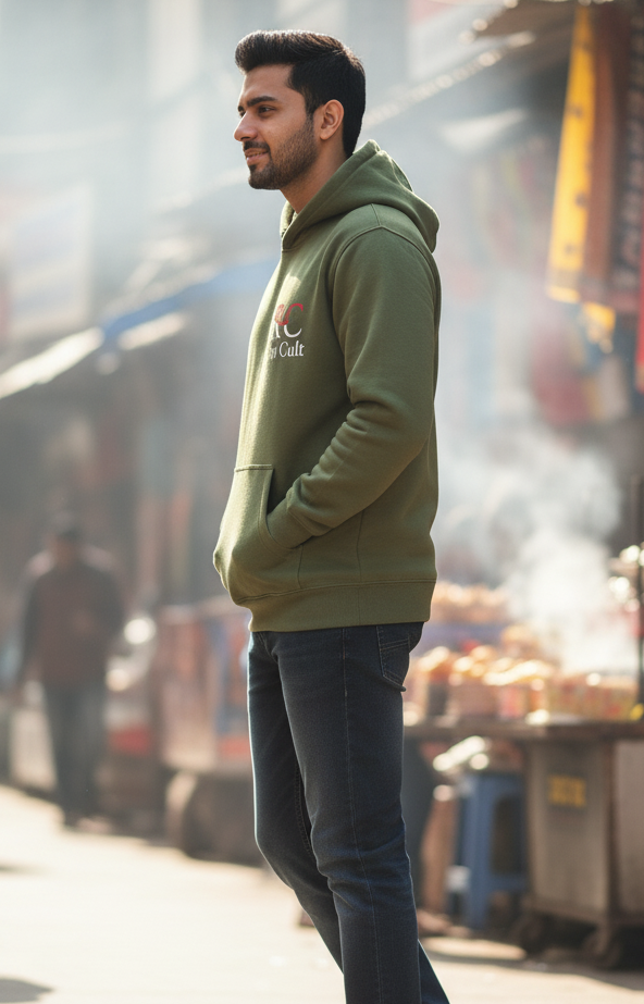 Raw Cult Olive Green Hoodie | Premium Olive Streetwear Pullover