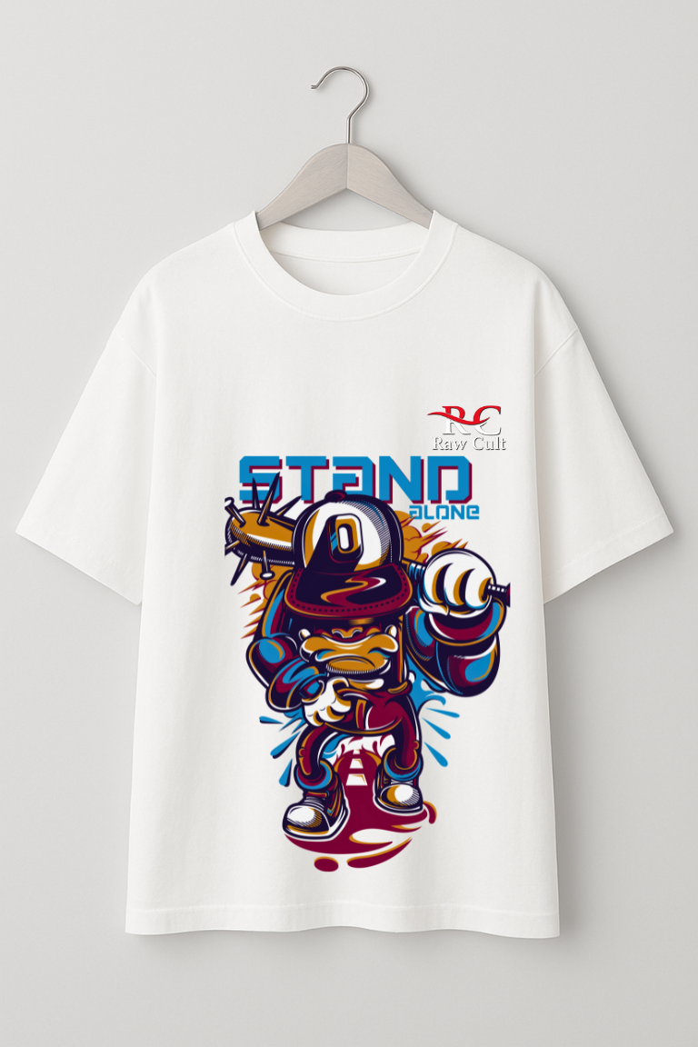 Raw Cult “Stand Alone” Urban Streetwear Graphic T-Shirt – White | Unisex